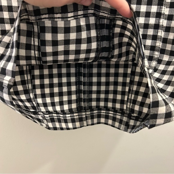 Free People Modern Femme Skirt 8 Mini Gingham plaid black white stretch - Picture 5 of 10
